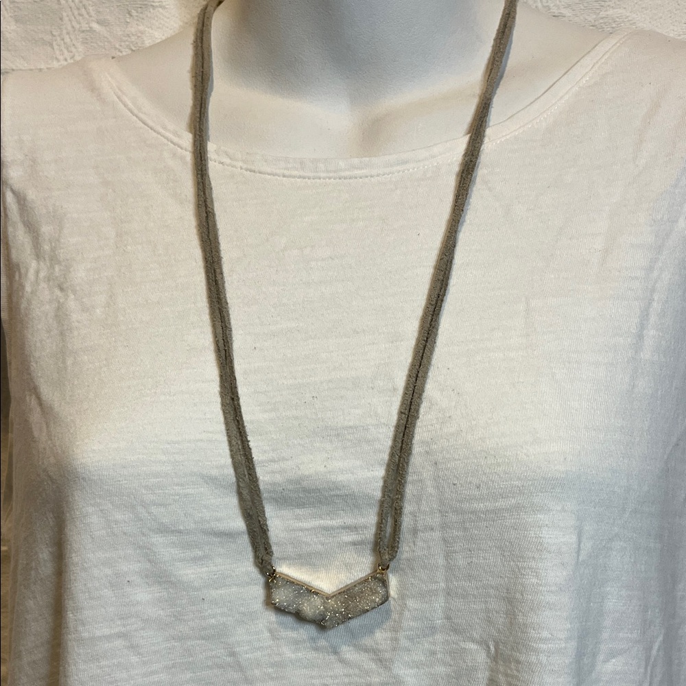 Druzy Pendant and Leather Necklace